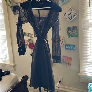 Mesh trench coat with pockets